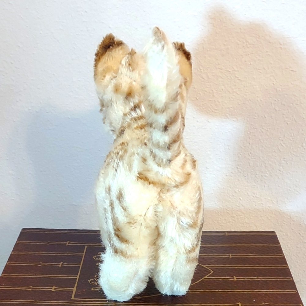 Vintage 1960s Steiff "Tapsy Tabby Cat" Mohair Plush Toy Collectible - Picture 4 of 9